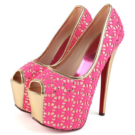 Peep Toe Renda Pink